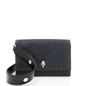 Alexander McQueen Denim Biker Skull Shoulder Bag